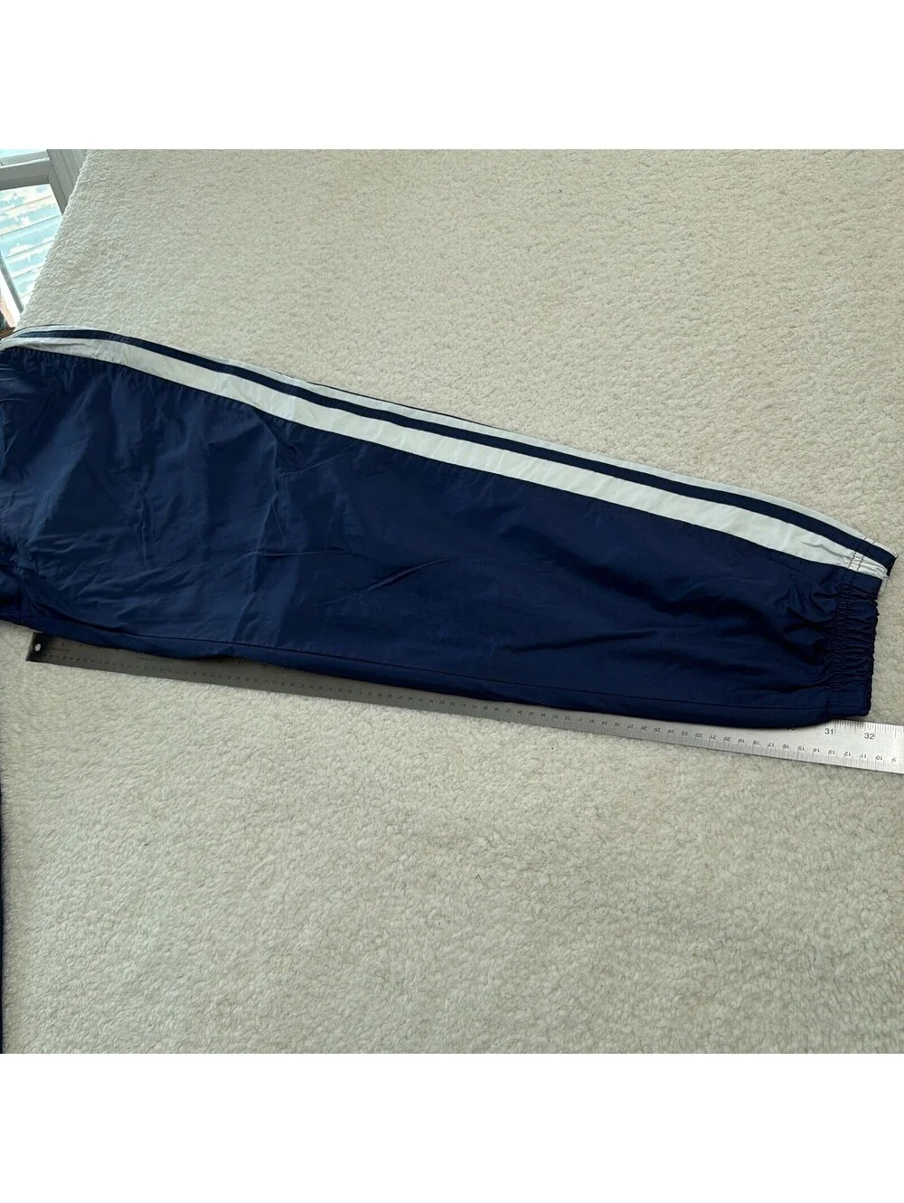 Vintage 2001 adidas Track Pants Mens L Navy 3-Stripe Nylon Wind Pants Y2K